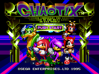Knuckles Chaotix title screen for Sega 32X